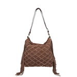 Tosca Blu Borsa a Spalla Donna Janet in Camoscio Moro con Frange