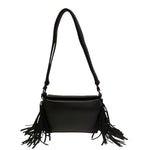 Tosca Blu Borsa a Tracolla Donna in Pelle Nera con Frange