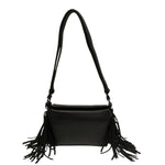Tosca Blu Borsa a Tracolla Donna in Pelle Nera con Frange