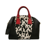 Nannini Firenze Borsa a Mano Glamour Donna in Pelle Nero Latte con Stampa Leopardata