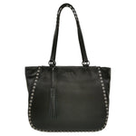 Nannini Firenze Borsa a Spalla Donna in Pelle Nera con Borchie e Charm