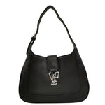 Gaelle Borsa a Spalla con Logo Frontale in Ecopelle Nero da Donna