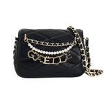Gaelle Borsa Piccola a Tracolla in Ecopelle Matelassè con Charms e Perle