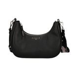 Gaelle Borsa a Tracolla Mezzaluna Donna in Ecopelle Nera con Tracolla in Tessuto