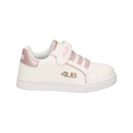 4US Sneakers Bambina in Ecopelle Bianco Rosa con Strappo