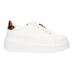 Ninì Sneakers Donna in Ecopelle Bianca Platform con Accessori e Dettaglio Animalier