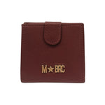 M Brc Portafoglio Piccolo Donna in Vera Pelle Bordeaux con Bottone