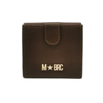 M Brc Portafoglio Piccolo Donna in Vera Pelle Marrone con Bottone