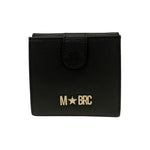 M Brc Portafoglio Piccolo Donna in Vera Pelle Nera con Bottone