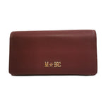 M Brc Portafoglio Donna in Pelle Martellata Bordeaux con Bottone Magnetico e Zip