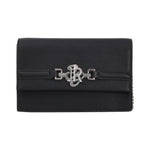 John Richmond Borsa a Tracolla Donna in Ecopelle Nera con Snake e Catena Argento