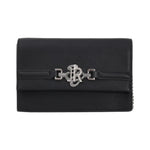 John Richmond Borsa a Tracolla Donna in Ecopelle Nera con Snake e Catena Argento