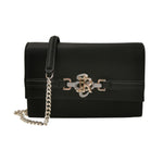 John Richmond Borsa a Tracolla Donna in Ecopelle Nera con Snake e Catena Oro