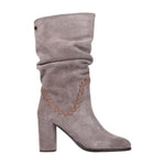 Janet&Janet Stivale Donna in Camoscio Tortora con Tacco Largo Alto 80mm