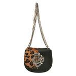 John Richmond Borsa a Tracolla Donna in Ecopelle Nera Leopardata
