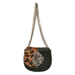 John Richmond Borsa a Tracolla Donna in Ecopelle Nera Leopardata