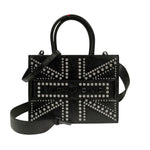 John Richmond Borsa a Mano Donna in Ecopelle Nera con Doppia Tracolla e Borchie Argento