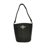 John Richmond Borsa a Tracolla Media Donna in Ecopelle Nera Oro con Portatessere