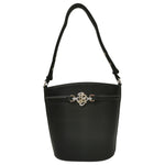 John Richmond Borsa a Tracolla Grande Donna in Ecopelle Nera Oro con Zip e Portatessere