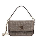 Ermanno Scervino Borsa a Spalla Donna Marrone con Strass All Over e Tracolla