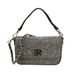 Ermanno Scervino Borsa a Spalla Donna Nera con Strass All Over e Tracolla
