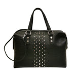 Cult Borsa a Spalla Donna in Ecopelle Nera con Borchie e Tracolla