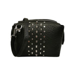 Cult Borsa a Tracolla Donna in Ecopelle Martellata Nera con Borchie