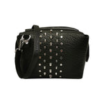 Cult Borsa a Tracolla Donna in Ecopelle Martellata Nera con Borchie