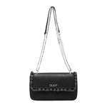 Cult Borsa a Tracolla Donna Yoko in Ecopelle Nera con Rouches e Patta