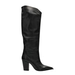 L'Amour by Albano Stivale Donna in Pelle Nera con Tacco Largo Alto 90mm