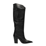 L'Amour by Albano Stivale Donna in Pelle Nera con Tacco Largo Alto 90mm