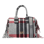Secret Pon Pon Isabella Tote Small Borsa a Mano Donna in Tessuto Rosso Grigio con Tracolla