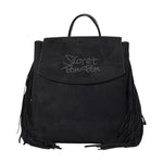 Secret Pon Pon Kate Zaino Donna in Camoscio Sintetico Nero con Frange