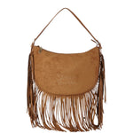 Secret Pon Pon Kate Hobo L Borsa a Spalla Mezzaluna Donna in Camoscio Cuoio con Frange