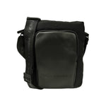 Momo Design Borsello Uomo in Pelle e Tessuto Nero con Tracolla Logata