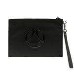 Momo Design Pochette Piatta Uomo in Tessuto Nero con Polsino
