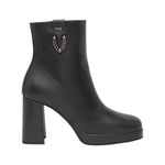 Nero Giardini Stivaletto Donna in Pelle Nera con Catena Laterale e Tacco Largo Alto 90mm