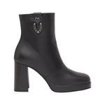 Nero Giardini Stivaletto Donna in Pelle Nera con Catena Laterale e Tacco Largo Alto 90mm