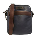 Gianni Conti Borsello Uomo in Pelle Blu Moro con Bottone e Zip