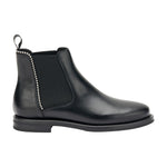 Frau Beatles Donna in Pelle Nera con Borchiette Laterali