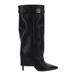 4US Stivale Donna in Ecopelle Nera con Tacco a Stiletto Alto 100mm