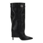 4US Stivale Donna in Ecopelle Nera con Tacco a Stiletto Alto 100mm