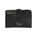 By Byblos Portafoglio Medio Donna in Ecopelle Nera con Linguetta e Bottone