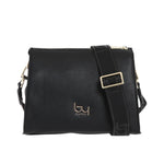 By Byblos Borsa a Tracolla Donna in Ecopelle Martellata Nera con Tracolla in Tessuto