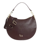 By Byblos Borsa a Spalla Mezzaluna Donna in Ecopelle Martellata Prugna con Tracolla in Tessuto