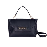 Gattinoni Roma Borsa a Mano Donna Leslie in Ecopelle Nera con Logo Dorato