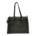 Gattinoni Roma Borsa a Spalla Donna Denise Soft in Ecopelle Nero Fumo con Charm e Tracolla