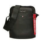 Aeronautica Militare Borsello Linea Bolt Uomo in Tessuto Nero con Tracolla Regolabile