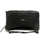 Aeronautica Militare Pochette Uomo in Pelle Blu Zip Around