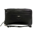 Aeronautica Militare Pochette Uomo in Pelle Blu Zip Around